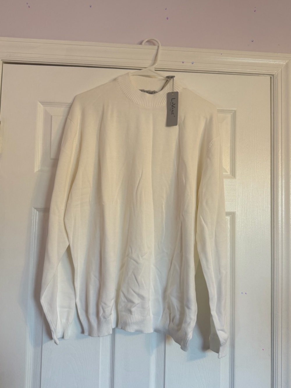 Men's Crew/mockneck Sweater in White by Lavane